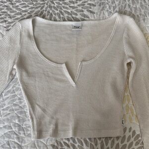 TNA Cream Ribbed Crop Top